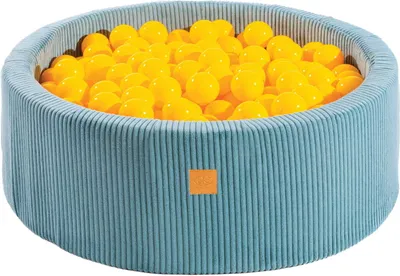 Produktbild von MeowBaby® Rundes Bällebad Bällepool Aesthetic 90x30 cm mit 200 Bällen, Kordsamt, Türkis: Gelb