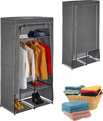 Produktbild von Skříňka PREMIUM Textilní Organizér s 6 Přihrádkami 90x172x45 cm Antracit - Elegantní a Funkční ukládací prostor pro váš domov!