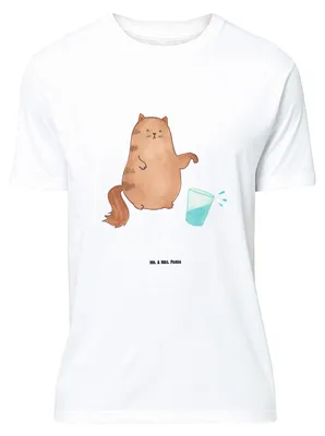 Produktbild von Mr. & Mrs. Panda Größe XL T-Shirt Katze Wasserglas - Weiß - Geschenk, Katzen, Cat, Cats, mit Spruch, Wasser, Shirt, Tshirt
