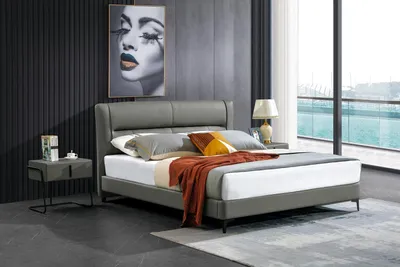 Produktbild von Lederbett Komplettes Schlafzimmer Bett Nachttischen 3 tlg. Garnitur Hotel Sets