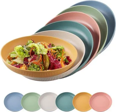 Produktbild von Leichtes 6er Set 23cm flache Teller, schlagfest, wiederverwendbar, spülmaschinenfest
