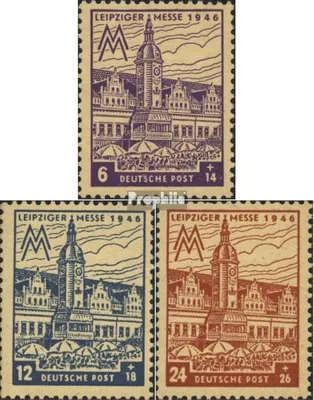 Produktbild von Briefmarken Sowjetische Zone (All.Bes.) 1946 Mi 162Z-164Z (kompl.Ausg.) ohne Wasserzeichen mit Spargummi postfrisch Leipziger Messe
