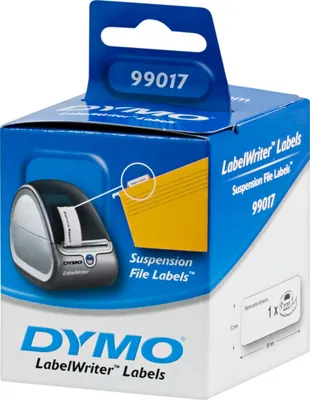 Obrázok produktu pre DYMO LW štítky na závesné poriadače, biely papier, 12 mm x 50 mm, Biela, Samolepiaci štítok, Papája, Permanentný, Obdĺžnik, LabelWriter