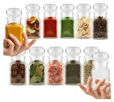 Produktbild von 12 luftdichte Gläser für Gewürze, 150 ml + Deckel für Kräuter, Honig, Kerzen