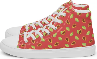 Produktbild von Mr. & Mrs. Panda Damen Sneaker Obst Papaya Größe 44 1/2 - Rot - Geschenk, High-Top, Papapya Muster, Stoffsneaker, Damenschuhe, Papayas, Sportschuhe