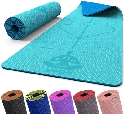 Productafbeelding van Antislip yogamat 6 mm van TPE met oriëntatielijnen