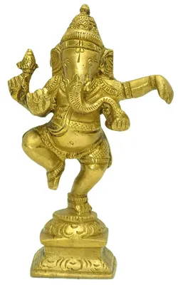 Tanzender Ganesh aus Metall, braun, 10,2 cm