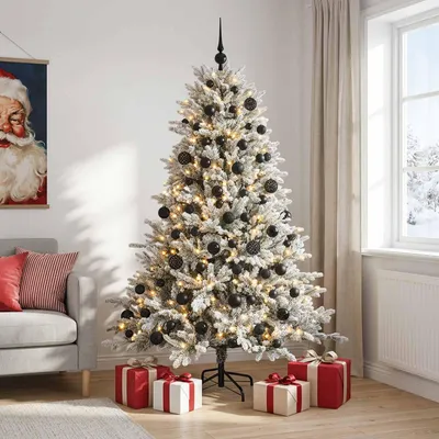 Zdjęcie produktu dla Sztuczne drzewko świąteczne z ozdobami, wysokość 180 cm, 300 diod LED