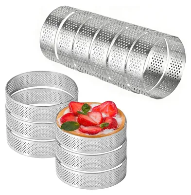 Backringe 12 Stück, 6 cm, perforiert, Edelstahl, für Torten & Quiche