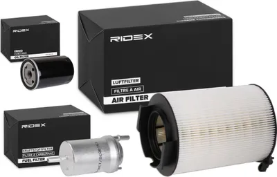 Produktbild von RIDEX Filterset Inspektionspaket Filtersatz für VW Golf V Schrägheck (1K1) TOURAN (1T1, 1T2) GOLF PLUS (5M1, 521) für AUDI A3 Sportback (8PA)
