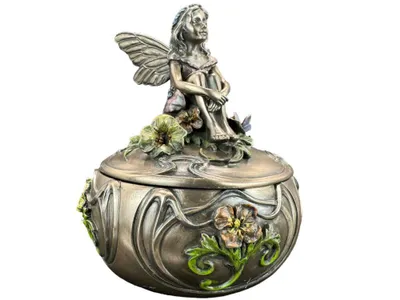 Immagine prodotto di Portagioie in stile Art Nouveau "Angelo di Veronese" – Scatola decorativa a forma di angelo effetto bronzo, idea regalo WU70671A4