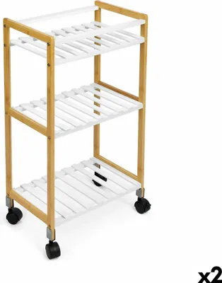 Obrázek produktu pro Vozík na zeleninu Confortime bílý bambus 40 x 25 x 70 cm (2 kusy)