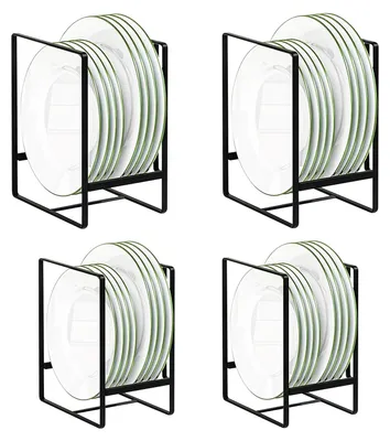 Vertikales Abtropfgestell 4er-Set, schwarz, für Teller & Schüsseln
