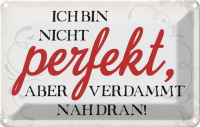 Produktbild von vianmo Blechschild 20x30 cm ich bin nicht perfekt aber Dekoration Spruch Zitat