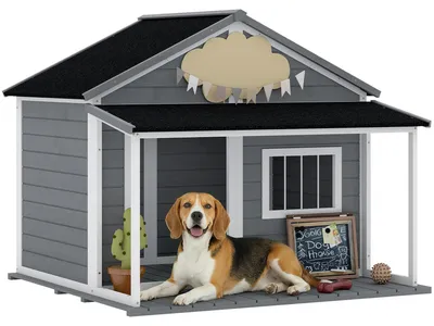 Immagine prodotto di SunvelloCuccia per Cani da Esterno con Terrazza, Finestra e Tetto Impermeabile, 124x112x105cm, Grigio