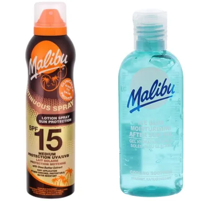 Zdjęcie produktu dla Malibu SPF15 Balsam W Aerozolu 175ml + Żel Po Opalaniu 100ml