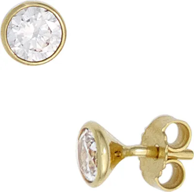 Produktbild von JOBO Ohrstecker rund 333 Gold Gelbgold 2 Zirkonia Ohrringe