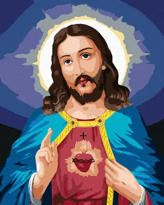 Produktbild von Zuty - Malen nach Zahlen - JESUS CHRISTUS UND SEIN ALLERHEILIGSTES HERZ, 40x50 cm, ohne Keilrahmen