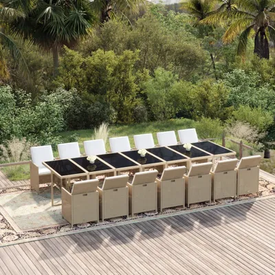 Image de Maison Exclusive - Ensemble de salon de jardin 15 pièces avec coussins, en rotin synthétique beige
