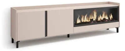 Produktbild von TV-Möbel Holzeffekt beige 212x35x61cm Kamin mit Feuereffekt XXL