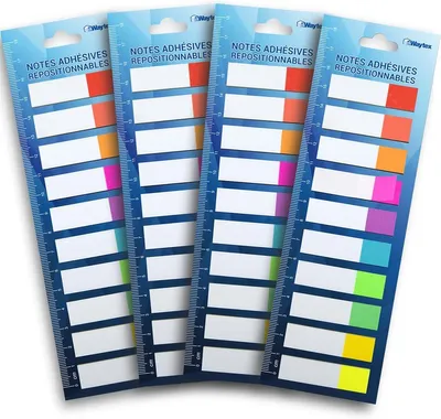 Imagen del producto de Marcapáginas autoadhesivos, 800 unidades, 10 colores neón, 45 x 12 mm, para notas y libros