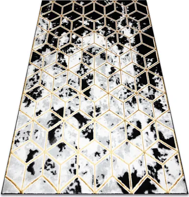 Produktbild von Teppich ALLURE 1966 Würfel 3D - Strukturell, stilvoll, glamourös schwarz / gold Schwarz 200x290 cm