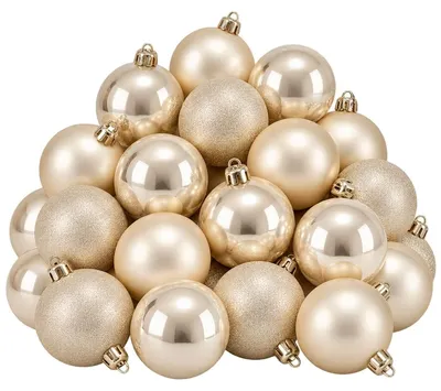 Zdjęcie produktu dla Bombki choinkowe Mica Decorations Creme, zestaw 27 sztuk - Niezłamywalne bombki choinkowe wykonane z tworzywa sztucznego - Idealne dla dzieci i zwierząt domowych - Średnica 8 cm - Kolor: kremowy