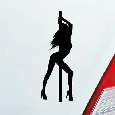Produktbild von Auto Aufkleber Sexy Girl Poledance Strip GoGo Pin Up 12x4 cm Schwarz Glanz Sticker Heckscheibenaufkleber