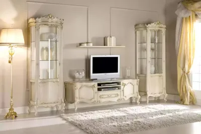 Produktbild von Wohnzimmer Wohnwand Set Gruppe Lowboard Vitrine 4tlg. Holz Möbel Regal