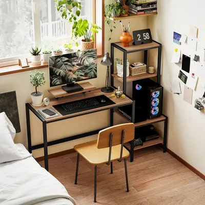Productafbeelding van Computertafel - Bureautafel - Schrijftafel - Werkplek - Industrieel Bureau - Monitorstandaard