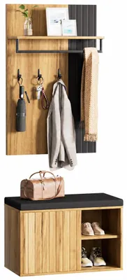 Gangmeubelset mit Wandgarderobe und Schuhbank