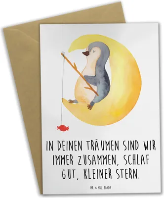 Produktbild von Mr. & Mrs. Panda Grußkarte Alleine schlafen lernen - Weiß - Geschenk, Schlafenszeit, osterkarten, Mut, weihnachtskarten, schenken, osterkarte, Zuversicht, liebevoll