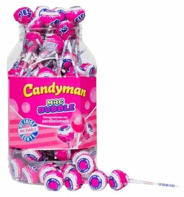 Imagen del producto de Mister Bubble Knotsen, sabor a fresa, con relleno de chicle, 100 unidades por caja (caramelo de fresa con relleno de chicle)