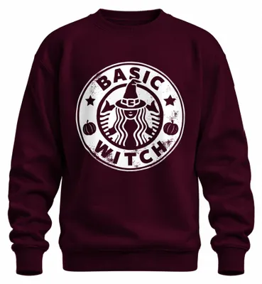 Immagine prodotto di BASIC WITCH Halloween Witch Pumpkin Gift Ladies Funny Cool Unisex Felpa Pullover, Borgogna, L