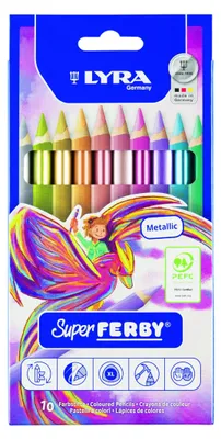 Productafbeelding van LYRA Super Ferby stiften, metallic kleuren, gelakt, kartonnen etui, 12 stuks.