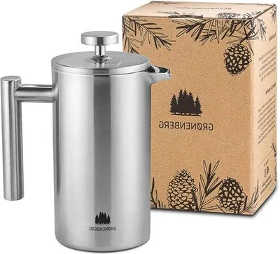 Produktbild von Famanu French Press 1 L - Doppelwandige Cafetière mit Reservefiltern