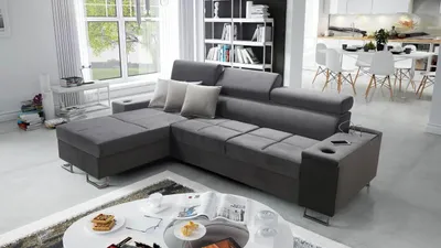 Produktbild von Ecksofa Anita I Maxi Luxus und Elegantes mit Schlaffunktion, Teile hat einen Öffnungsbügel, eine Steckdose und einen Uttariovelvet2978+ekji