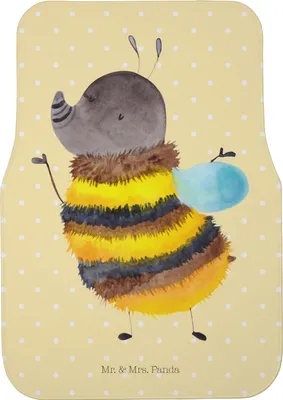 Produktbild von Mr. & Mrs. Panda Automatte Hummel flauschig - Gelb Pastell - Geschenk, Schutzmatte Auto, Fußraummatte, Blume, Teppich, Lustige Sprüche, Biene, Natur, Fußmatte Fürs