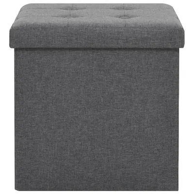 Immagine prodotto di Sgabello Pieghevole con Contenitore Grigio Scuro in Simil Lino