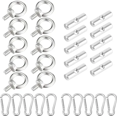 Produktbild von Stopper für Kederschiene,10 Stück Edelstahl Kederstopper 11mm mit 10 Stück Karabiner Vorzelt Stopper Kederstopper Vorzelt Stopper Haken Kederleiste für Kederschiene Wohnwagen Wohnmobi Campervan