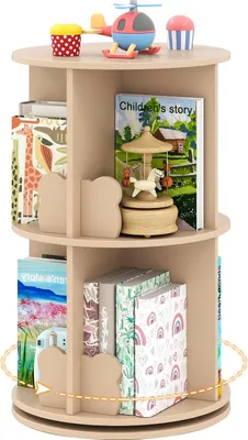 Immagine prodotto di Libreria girevole per bambini - 2 ripiani, divisori a forma di coniglietto, accesso a 360°