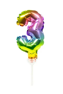 Produktbild von Tortendeko Ballonzahl, ca.13cm #3 Regenbogen
