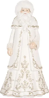 Image de Figurine de Père Noël en résine, avec des ornements dorés, de 25 cm de hauteur, de la marque Clayre & Eef, référence 6PR5367