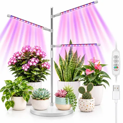 Imagen del producto de Lámpara LED de espectro completo, regulable, con 3 modos, luz de crecimiento para plantas, con temporizador, ideal para invernaderos y plantas de interior