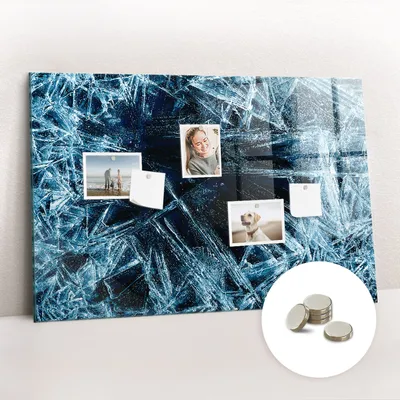 Obrázok produktu pre Magnetická tabuľa na stenu - Memo Tabuľa Sklenená - vrátane 5 magnetov - 90x60 cm - Zamrznutá stena