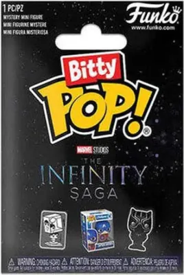 A Funko Bitty Pop! mystery figure packaging for Marvel's Infinity Saga.