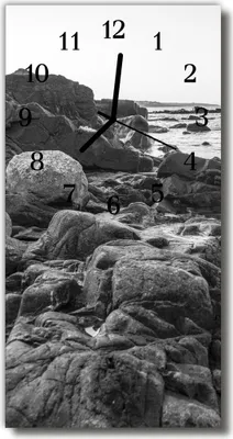 Produktbild von Tulup Glasuhr Wanduhr Küchenuhr Echt-Glas 30x60 Steine Grau