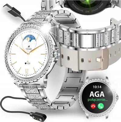 Zdjęcie produktu dla Smartwatch Damski Zegarek Ciśnieniomierz Puls Polskie Menu Połączenia Tel