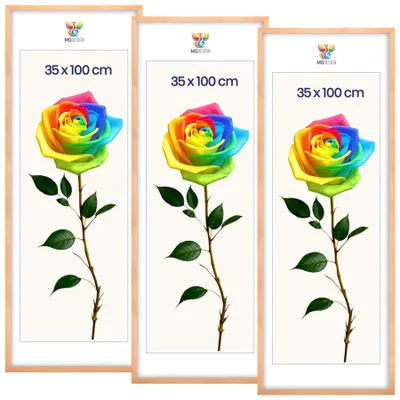 Produktbild von MG Design 3er Set Bilderrahmen Natur 35x100 cm - Posterrahmen Echtholz mit Acrylglas, verstärkte Wandaufhängung, hoch/quer
