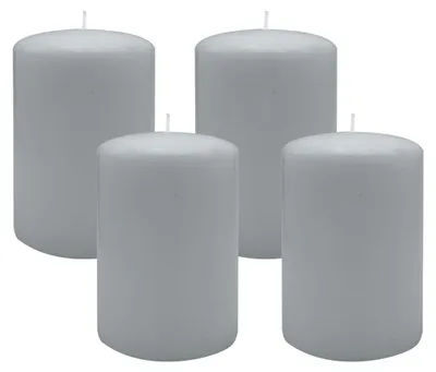 Produktbild von Flachkopf-Stumpenkerzen Silbergrau 80 x Ø 60 mm, 4 Stück